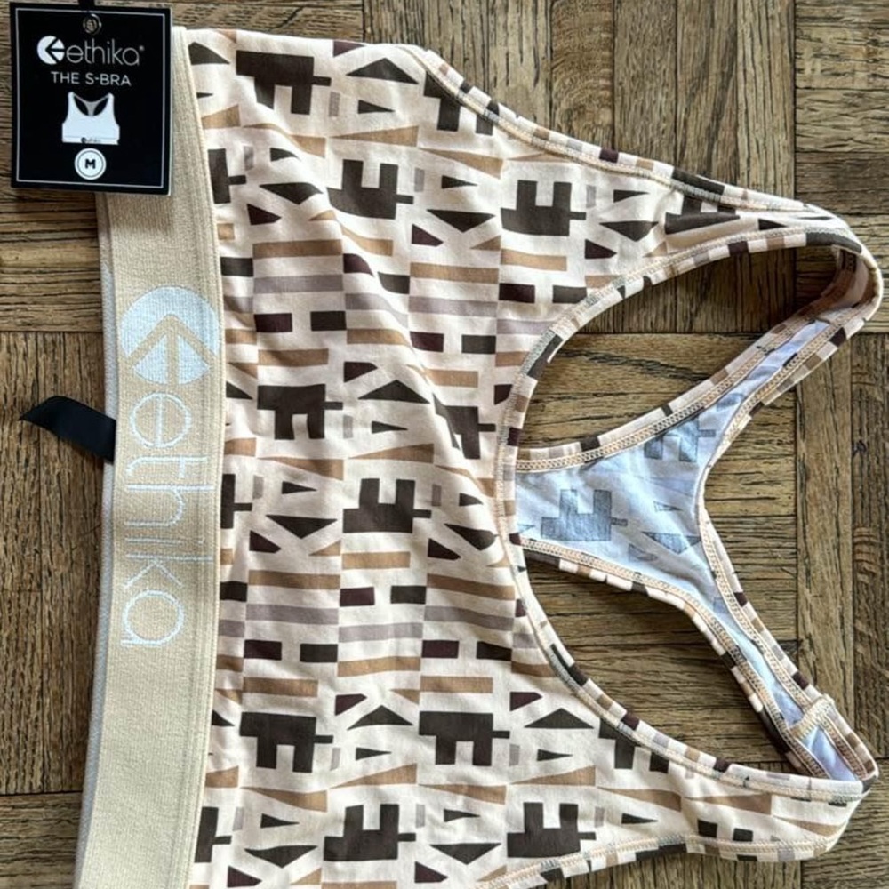 Ethika Geometric Sports Bra - Tan and Brown
